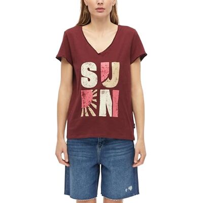 s.Oliver T-Shirt mit Flammgarnstruktur und Print s.Oliver T-Shirt mit Flammgarnstruktur und Print