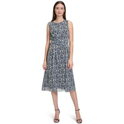 Betty & Co Damen Chiffonkleid ohne Arm 38, Nature/Dark Blue Betty & Co Damen Chiffonkleid ohne Arm 38, Nature/Dark Blue
