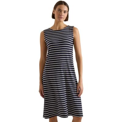 Cecil Midikleid mit Rundhals und Streifen urban Dark Blue M Cecil Midikleid mit Rundhals und Streifen urban Dark Blue M