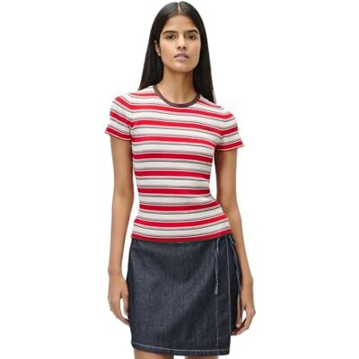LeGer by Lena Gercke LeGer Danielle T-Shirt Kurzarm Tshirt Damen mit Streifen körpernahe Passform Oberteil aus Viskose Mode für Damen by Lena Gercke Gr. 34-53 LeGer by Lena Gercke LeGer Danielle T-Shirt Kurzarm Tshirt Damen mit Streifen körpernahe Passform Oberteil aus Viskose Mode für Damen by Lena Gercke Gr. 34-53