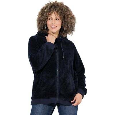Ulla Popken Damen große Größen Übergrößen Plus Size Teddy-Jacke, Kapuze, Langarm, weicher Teddyplüsch Marine 46+ 843930130-46+ Ulla Popken Damen große Größen Übergrößen Plus Size Teddy-Jacke, Kapuze, Langarm, weicher Teddyplüsch Marine 46+ 843930130-46+