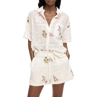 Desigual Kurzarmhemd aus der Damen-Kollektion, Weiß, Größe M Desigual Kurzarmhemd aus der Damen-Kollektion, Weiß, Größe M