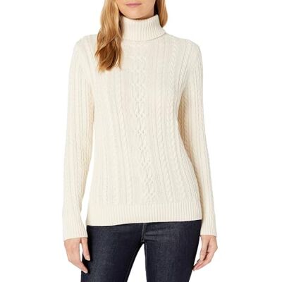 Amazon Essentials Damen Leichter Rollkragenpullover Mit Zopfmuster (Erhältlich In Übergröße), Creme, XS Amazon Essentials Damen Leichter Rollkragenpullover Mit Zopfmuster (Erhältlich In Übergröße), Creme, XS