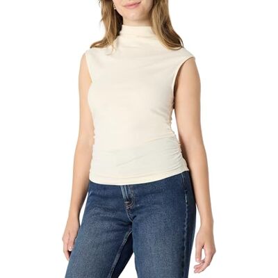Amazon Essentials Damen Slim-Fit, Ärmelloses Oberteil Mit Hohem Kragen, Creme, XS Amazon Essentials Damen Slim-Fit, Ärmelloses Oberteil Mit Hohem Kragen, Creme, XS