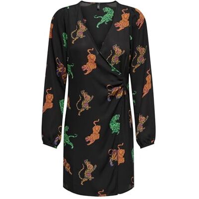 ONLY Damen Onlalma Life Poly L/S Gina Dress Kleid, Black/AOP:586 Swirl Tiger, X-Large ONLY Damen Onlalma Life Poly L/S Gina Dress Kleid, Black/AOP:586 Swirl Tiger, X-Large
