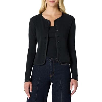Amazon Essentials Damen Slim-Fit Strickcardigan Mit Rippstruktur Und Cami-Top Mit Abnehmbaren Trägern, Schwarz, XL Amazon Essentials Damen Slim-Fit Strickcardigan Mit Rippstruktur Und Cami-Top Mit Abnehmbaren Trägern, Schwarz, XL