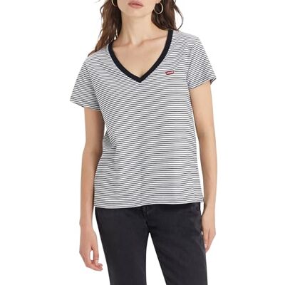 Levi's Damen Perfect V-Neck T-Shirt,Annalise Stripe Cloud Dancer,XS Levi's Damen Perfect V-Neck T-Shirt,Annalise Stripe Cloud Dancer,XS