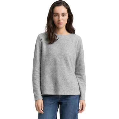 TOM TAILOR Damen RIPP Sweatshirt mit Knöpfen, 21373 Medium Silver Grey Melange, XL TOM TAILOR Damen RIPP Sweatshirt mit Knöpfen, 21373 Medium Silver Grey Melange, XL
