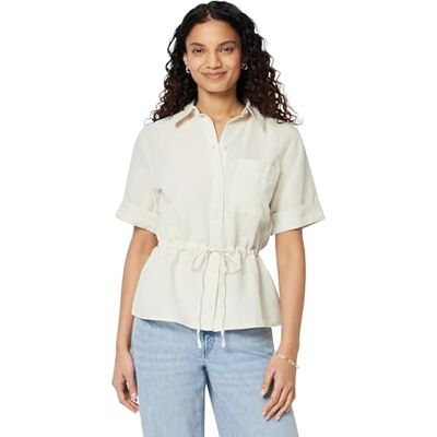 Amazon Essentials Damen Leinen-Bluse mit Verstellbarer Taille, Hellbeige, M Amazon Essentials Damen Leinen-Bluse mit Verstellbarer Taille, Hellbeige, M
