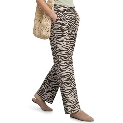Street One Wide Leg Hose im Loose Fit mit Leo-Muster Espresso Brown 44 Street One Wide Leg Hose im Loose Fit mit Leo-Muster Espresso Brown 44