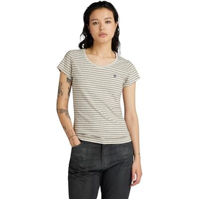 G-STAR RAW Damen Eyben Slim V-Neck Top 2.0, Mehrfarben (Milk Htr/Grey Asphalt Stripe D24533-D244-G426), XXS G-STAR RAW Damen Eyben Slim V-Neck Top 2.0, Mehrfarben (Milk Htr/Grey Asphalt Stripe D24533-D244-G426), XXS