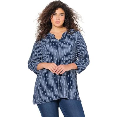 Ulla Popken Damen große Größen Übergrößen Plus Size Tunika, Tunika-Ausschnitt, 3/4-Arm Ulla Popken Damen große Größen Übergrößen Plus Size Tunika, Tunika-Ausschnitt, 3/4-Arm