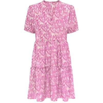 ONLY Damen Onlnova Life Vis S/S Thea Dress AOP, Shocking Pink, Small ONLY Damen Onlnova Life Vis S/S Thea Dress AOP, Shocking Pink, Small