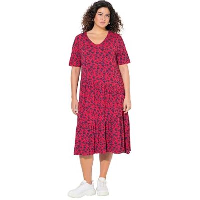 Ulla Popken Damen große Größen Übergrößen Plus Size Kleid mit asymmetrischer Volants Ulla Popken Damen große Größen Übergrößen Plus Size Kleid mit asymmetrischer Volants