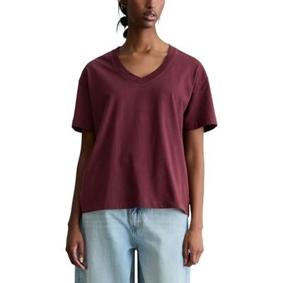 Marc O' Polo Marc OߴPolo Denim Damen T-Shirt mit V-Ausschnitt Regular Fit, Rot (Merlot Red), M Marc O' Polo Marc OߴPolo Denim Damen T-Shirt mit V-Ausschnitt Regular Fit, Rot (Merlot Red), M