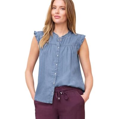 Street One Studio Bluse mit Rüschendetails Light Blue Soft wash 38 Street One Studio Bluse mit Rüschendetails Light Blue Soft wash 38