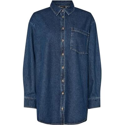 PIECES Damen Jeanshemd PCMAISIE 17150991 ,Dark Blue Denim ,M PIECES Damen Jeanshemd PCMAISIE 17150991 ,Dark Blue Denim ,M