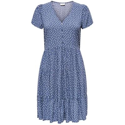 JDY Damen Viskose Kleid Sezen Life Kurzarm-Sommerkleid mit Herzen Knielang 15351568 Blue Indigo/Cloud Dancer Hearts M JDY Damen Viskose Kleid Sezen Life Kurzarm-Sommerkleid mit Herzen Knielang 15351568 Blue Indigo/Cloud Dancer Hearts M