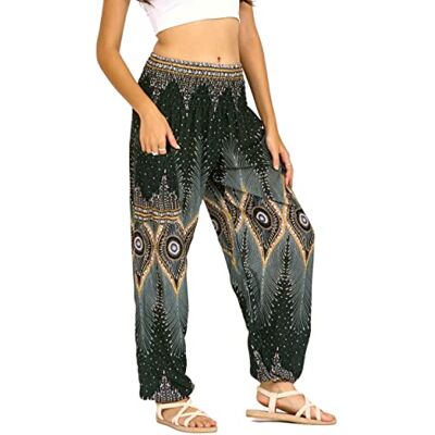 Lofbaz Damen Haremshose Yogahose Pumphose Hippie Hose Boho Kleidung Festival Outfit Sommerhose Leicht Sommer Hosen Floral 2 Dunkelgrün S Lofbaz Damen Haremshose Yogahose Pumphose Hippie Hose Boho Kleidung Festival Outfit Sommerhose Leicht Sommer Hosen Floral 2 Dunkelgrün S