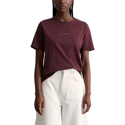 Marc O' Polo Marc OߴPolo Denim Damen T-Shirt aus Bio-Baumwolle mit Logo, Rot (Merlot Red), S Marc O' Polo Marc OߴPolo Denim Damen T-Shirt aus Bio-Baumwolle mit Logo, Rot (Merlot Red), S