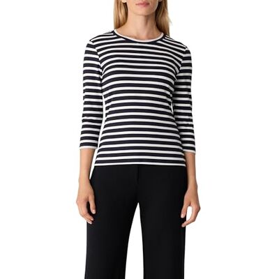 Comma Geripptes Slim-Fit-Shirt mit 3/4-Ärmeln Comma Geripptes Slim-Fit-Shirt mit 3/4-Ärmeln