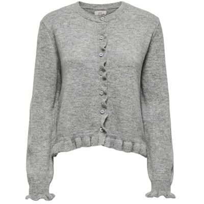 JDY Damen letty L/S On Frill Cardigan KNT Noos, Light Grey Melange, L EU JDY Damen letty L/S On Frill Cardigan KNT Noos, Light Grey Melange, L EU