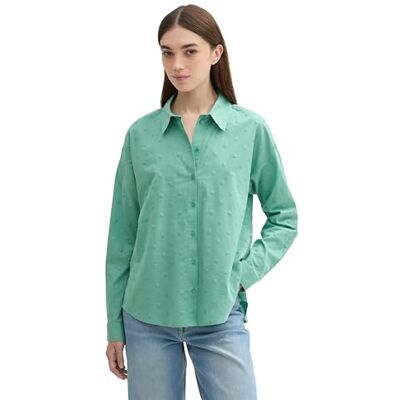TOM TAILOR Denim Damen Bluse im Pünktchen-Muster, 34206 Dark Pacific Teal, XS TOM TAILOR Denim Damen Bluse im Pünktchen-Muster, 34206 Dark Pacific Teal, XS