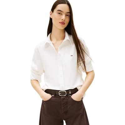 Tommy Jeans Damen Hemd Oxford Regular Fit, Weiß (Ecru), S Tommy Jeans Damen Hemd Oxford Regular Fit, Weiß (Ecru), S