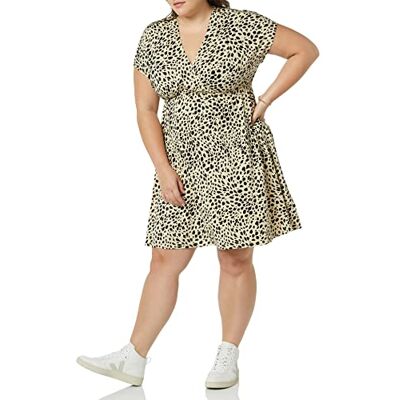 Amazon Essentials Damen Surplice-Kleid (Erhältlich in Übergröße), Bräunen Tiermuster, XL Amazon Essentials Damen Surplice-Kleid (Erhältlich in Übergröße), Bräunen Tiermuster, XL