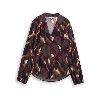 TOM TAILOR Damen 1048676 Bluse Mit Muster, 39033 Brown Blurry Argyle, 38 EU TOM TAILOR Damen 1048676 Bluse Mit Muster, 39033 Brown Blurry Argyle, 38 EU