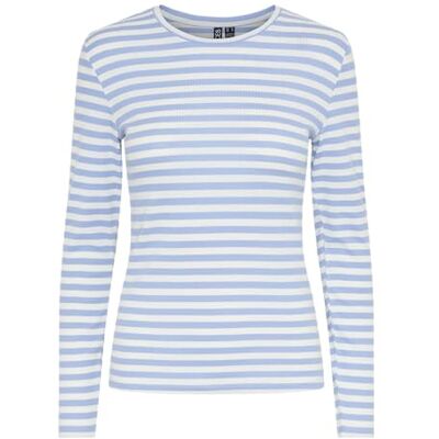 PIECES Damen Langarmshirt,Hydrangea/Stripes:Cloud Dancer,XS PIECES Damen Langarmshirt,Hydrangea/Stripes:Cloud Dancer,XS
