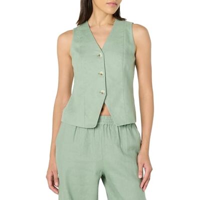 The Drop Damen Easy Weste, Iceberg Green Linen, M The Drop Damen Easy Weste, Iceberg Green Linen, M