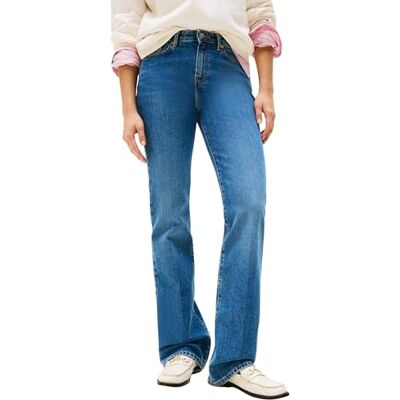 Tommy Hilfiger Damen Jeans Hose Flo Bootcut Mid Rise, Blau (Flo), 30W/33L Tommy Hilfiger Damen Jeans Hose Flo Bootcut Mid Rise, Blau (Flo), 30W/33L