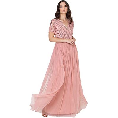 Maya Deluxe Damen Maxi Dress for Women Ladies Braidesmaid V-neck Plus Size Ball Gown Short Sleeves Long El Brautjungfernkleid, Blossom, 38 EU Maya Deluxe Damen Maxi Dress for Women Ladies Braidesmaid V-neck Plus Size Ball Gown Short Sleeves Long El Brautjungfernkleid, Blossom, 38 EU