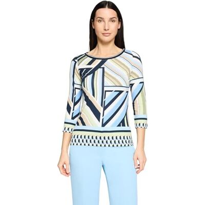 Betty Barclay Damen Basic Shirt mit Print 42, Blau/Grün Betty Barclay Damen Basic Shirt mit Print 42, Blau/Grün