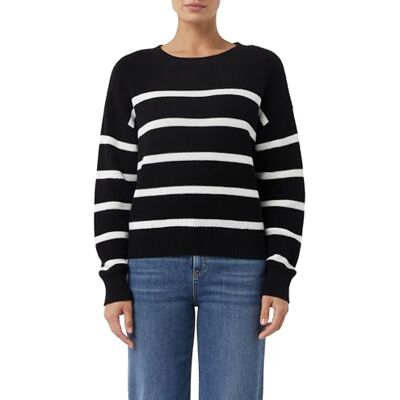 Comma Gestreifter Strickpullover im Relaxed Fit Comma Gestreifter Strickpullover im Relaxed Fit