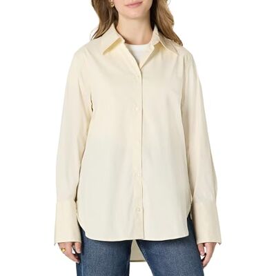 Amazon Essentials Damen Oversize-Bluse aus Baumwoll-Stretch-Popeline mit Knopfleiste, Creme, M Amazon Essentials Damen Oversize-Bluse aus Baumwoll-Stretch-Popeline mit Knopfleiste, Creme, M