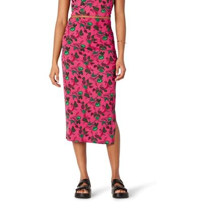 Amazon Essentials Damen-Jersey-Rock, schmale Passform, gerüscht, matt (Oberteil separat erhältlich), Hot Pink Leafy Floral Ditsy, Größe M Amazon Essentials Damen-Jersey-Rock, schmale Passform, gerüscht, matt (Oberteil separat erhältlich), Hot Pink Leafy Floral Ditsy, Größe M