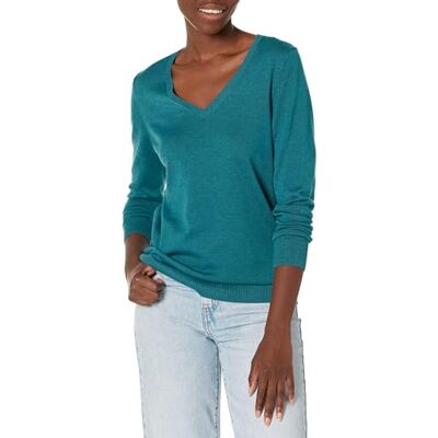 Amazon Essentials Women's V-Neck Sweater Sweater, -teal heather, X-Small Amazon Essentials Women's V-Neck Sweater Sweater, -teal heather, X-Small