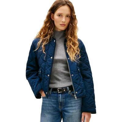 Tommy Hilfiger Damen Steppjacke Padded Flag Wasserabweisend, Blau (Dark Night Navy), M Tommy Hilfiger Damen Steppjacke Padded Flag Wasserabweisend, Blau (Dark Night Navy), M