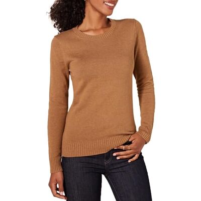 Amazon Essentials Damen Pullover Mit Rundhalsausschnitt Aus 100 % Baumwolle (Erhältlich In Übergröße), Kamelbraun Meliert, XXL Amazon Essentials Damen Pullover Mit Rundhalsausschnitt Aus 100 % Baumwolle (Erhältlich In Übergröße), Kamelbraun Meliert, XXL