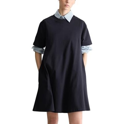 Marc O' Polo Marc OߴPolo Denim Damen Jerseykleid aus Baumwolle Relaxed Fit, Blau (Blue Depths), XL Marc O' Polo Marc OߴPolo Denim Damen Jerseykleid aus Baumwolle Relaxed Fit, Blau (Blue Depths), XL