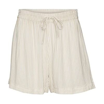 VERO MODA Damen Vmbumpy WVN Noos Shorts, Snow White/Stripes:Irish Cream, S EU VERO MODA Damen Vmbumpy WVN Noos Shorts, Snow White/Stripes:Irish Cream, S EU