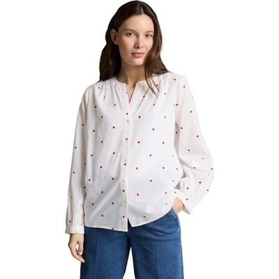 TOM TAILOR Damen 1049804 Bluse, 40075 White Red Heart Design, 38 EU TOM TAILOR Damen 1049804 Bluse, 40075 White Red Heart Design, 38 EU