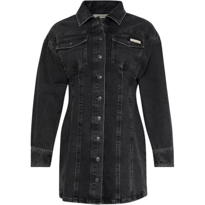 Calvin Damen Jeanskleid Denim Mini Essential Langarm, Schwarz (Ck Essential Black), XS Calvin Damen Jeanskleid Denim Mini Essential Langarm, Schwarz (Ck Essential Black), XS
