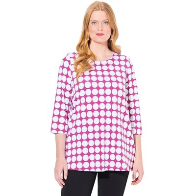 Ulla Popken Damen große Größen Übergrößen Plus Size Shirt, Dots, A-Linie, Rundhals, 3/4-Arm, Pima Cotton Ulla Popken Damen große Größen Übergrößen Plus Size Shirt, Dots, A-Linie, Rundhals, 3/4-Arm, Pima Cotton