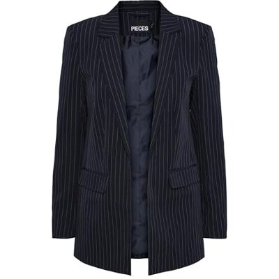 PIECES Damen Pcbozzy Ls Loose Striped Blazer Noos Bc, Blau, XS PIECES Damen Pcbozzy Ls Loose Striped Blazer Noos Bc, Blau, XS