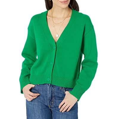 Amazon Essentials Damen Mittelschwerer Relaxed-Fit-Cardigan-Pullover, Grün, XL Amazon Essentials Damen Mittelschwerer Relaxed-Fit-Cardigan-Pullover, Grün, XL