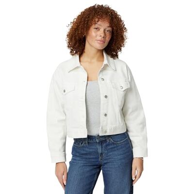 Amazon Essentials Damen Kurz Geschnittene Jeansjacke mit Stretch-Denim, Weiß, S Amazon Essentials Damen Kurz Geschnittene Jeansjacke mit Stretch-Denim, Weiß, S
