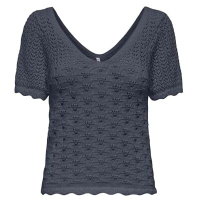 ONLY Damen Onlbecca Life Ss V-Neck Top KNT, Ombre Blue, Small ONLY Damen Onlbecca Life Ss V-Neck Top KNT, Ombre Blue, Small